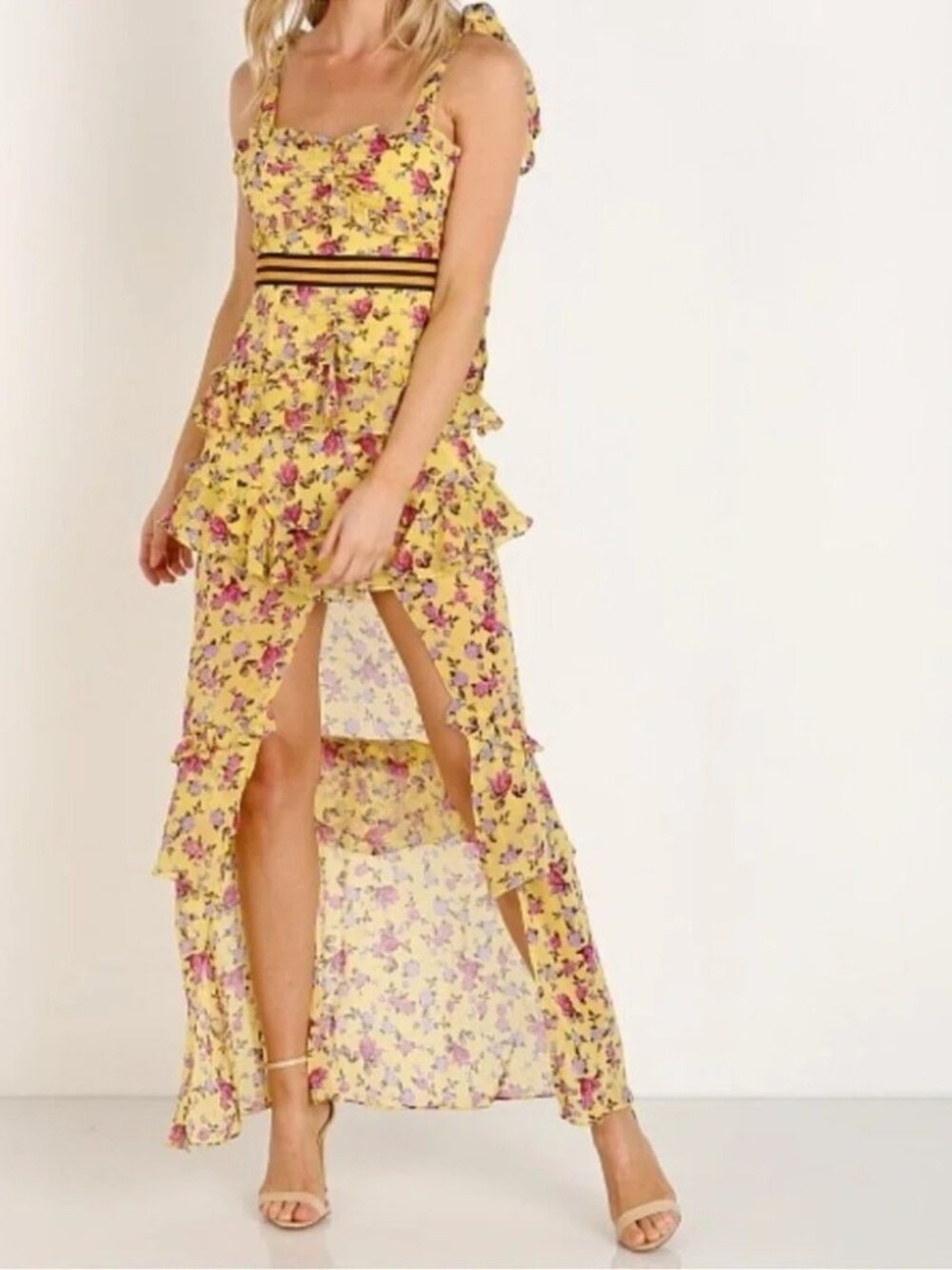 For Love & Lemons Maison Maxi Dress | Yellow Floral | Size M